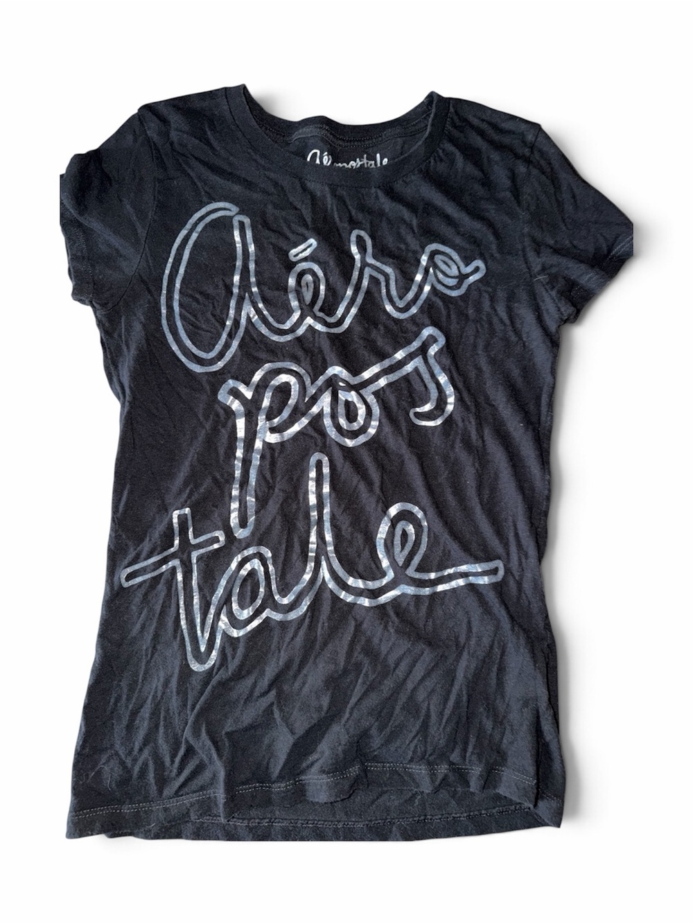Aeropostale Black Short Sleeve Script Logo Tee